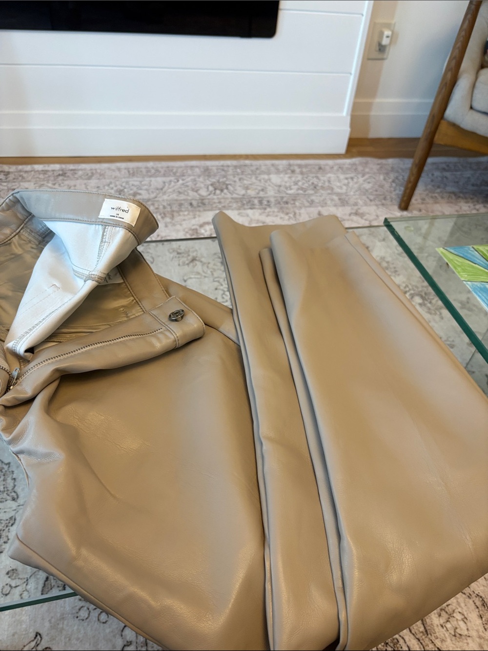 Wilfred Taupe Faux Leather Pants | Size 14